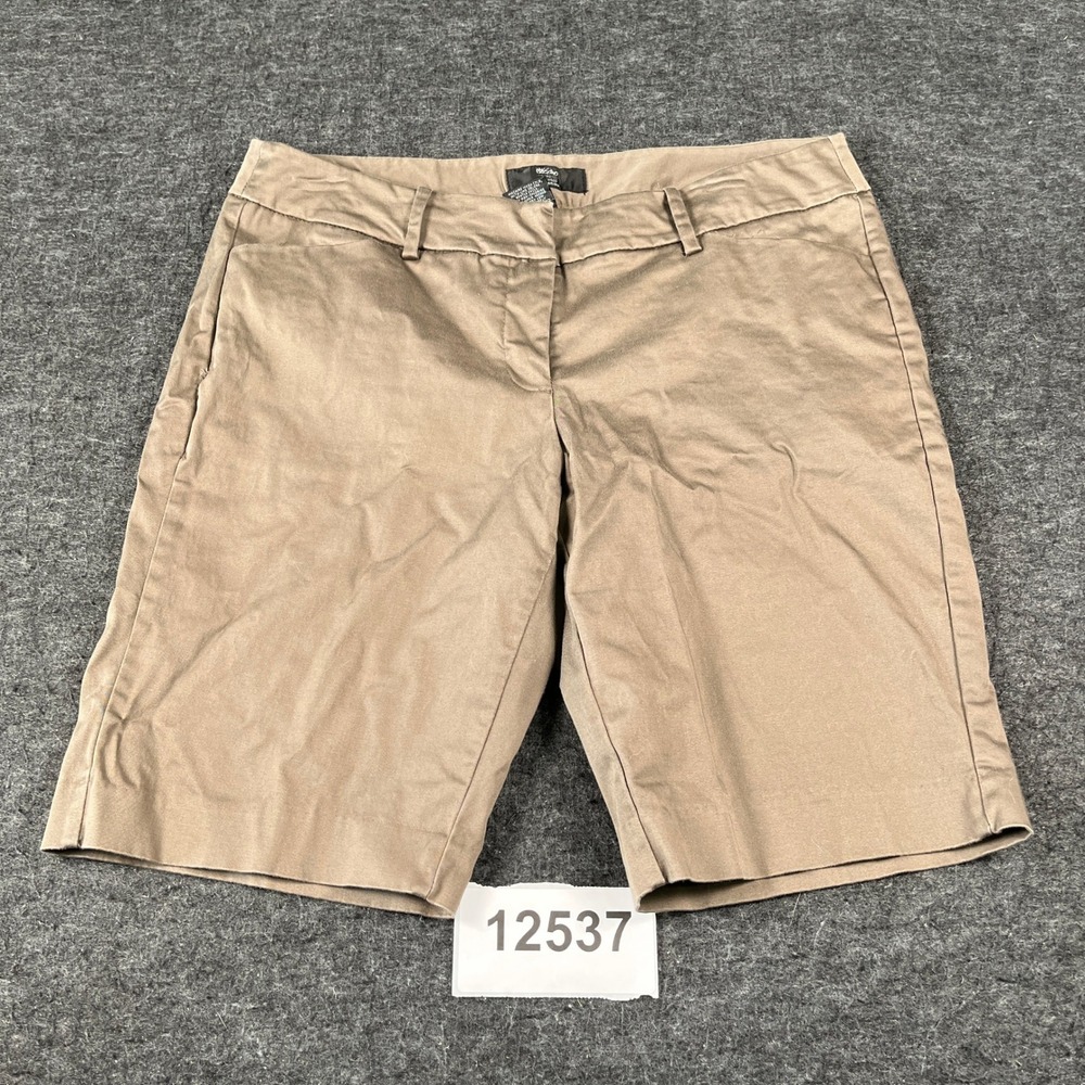 Mossimo Chino Shorts Womens 12 Brown Cotton Stretch Flat Front Casual Streetwear